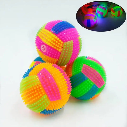 LED Glowing Dog Ball – Bouncy Chew Toy with Color Lights for Small Dogs & Cats