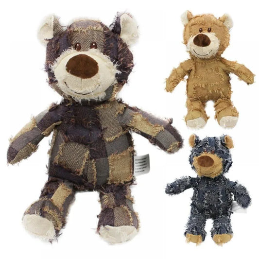 Teddy Bear Plush Dog Toy – Squeaky Chew Toy for Comfort & Dental Play
